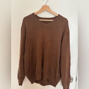 Brandy Melville Brown V-Neck Sweater Knit Casual